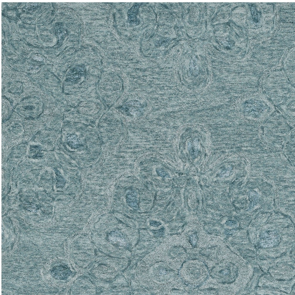 3' X 5' Blue And White Abstract Hand Tufted Area Rug-Area Rugs-DECOROLALA