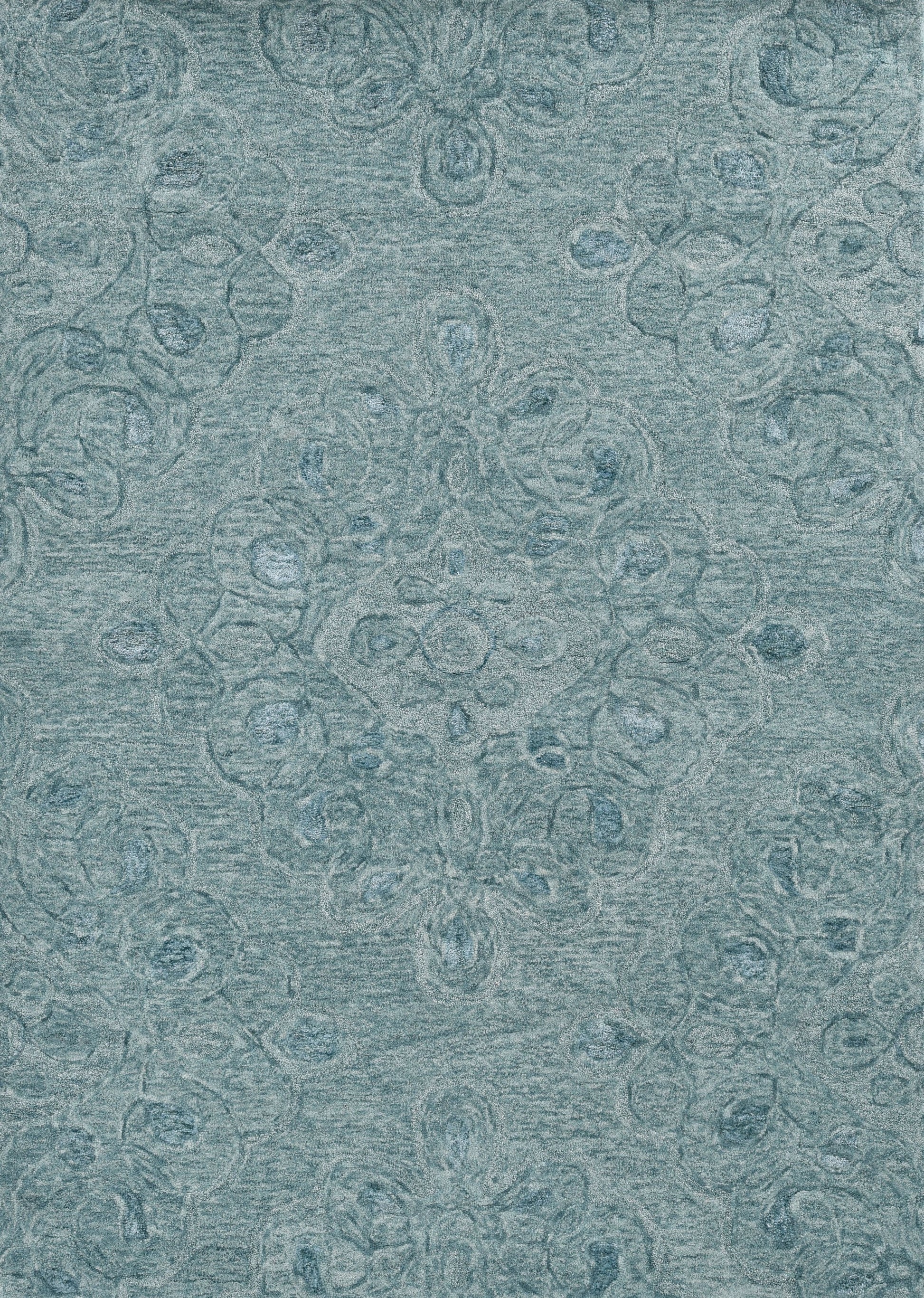3' X 5' Blue And White Abstract Hand Tufted Area Rug-Area Rugs-DECOROLALA