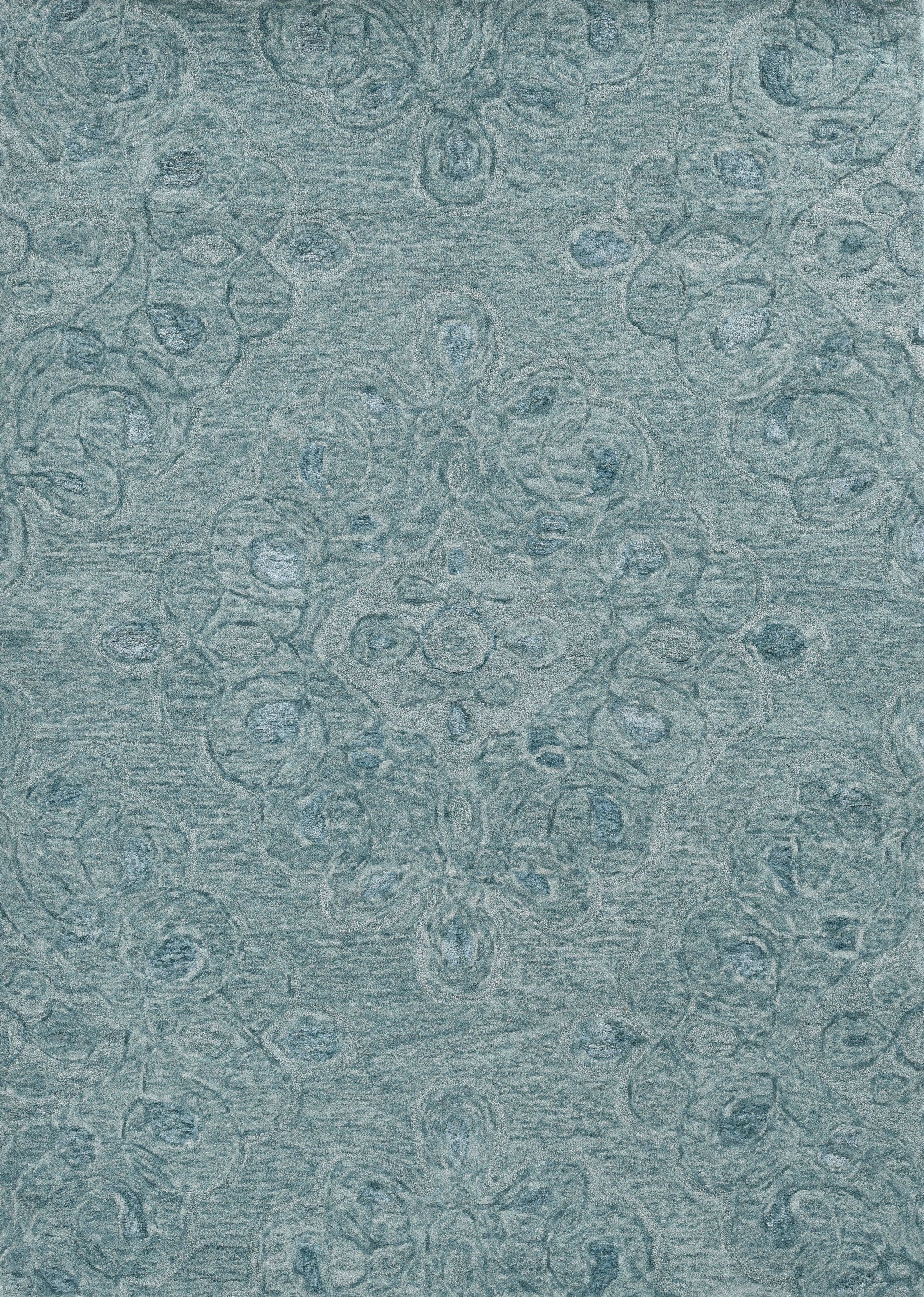 3' X 5' Blue And White Abstract Hand Tufted Area Rug-Area Rugs-DECOROLALA