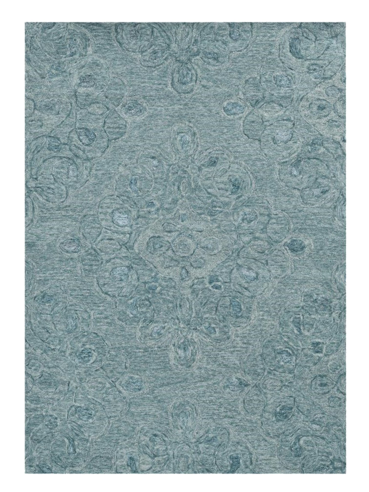 3' X 5' Blue And White Abstract Hand Tufted Area Rug-Area Rugs-DECOROLALA