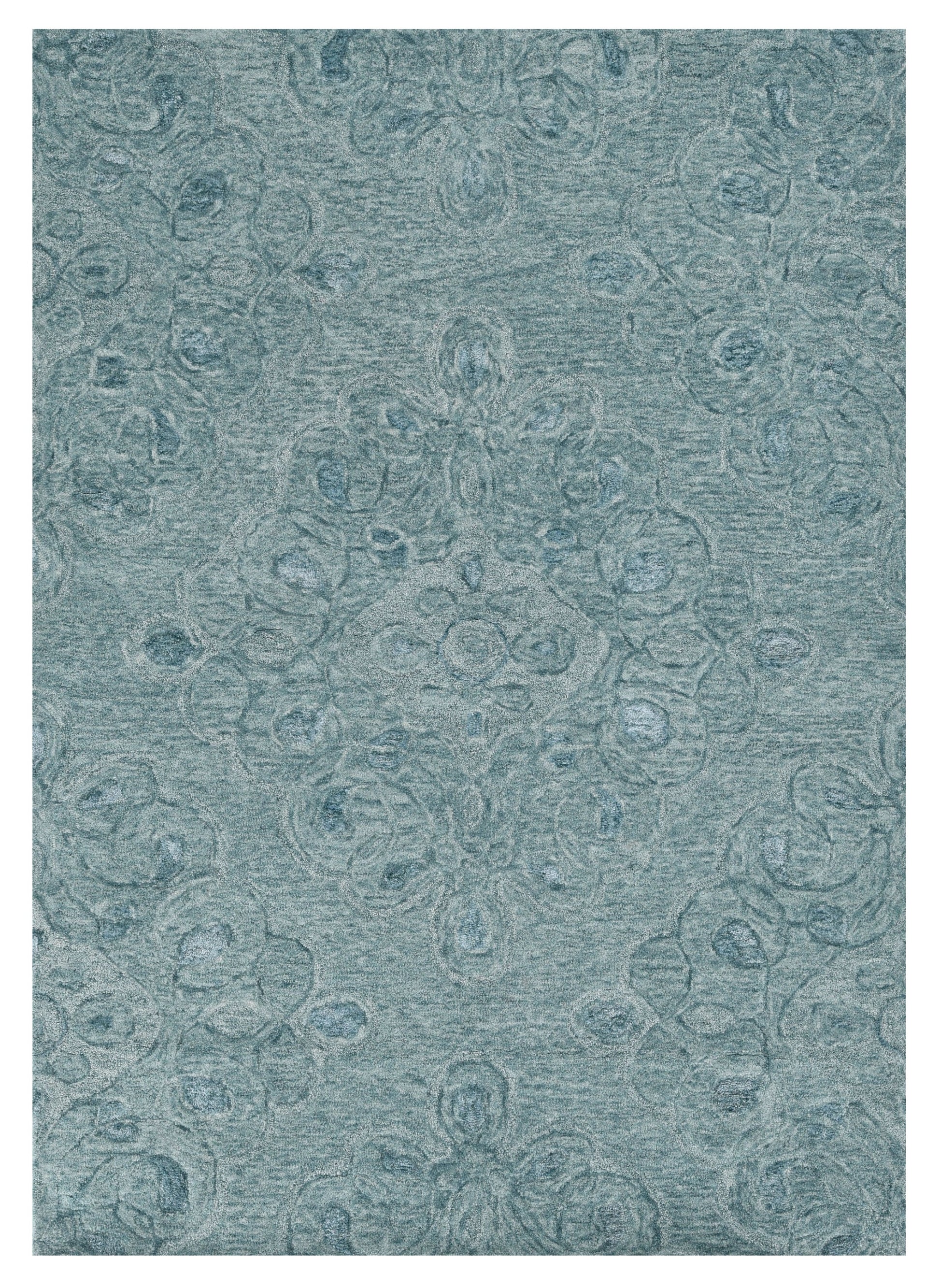3' X 5' Blue And White Abstract Hand Tufted Area Rug-Area Rugs-DECOROLALA