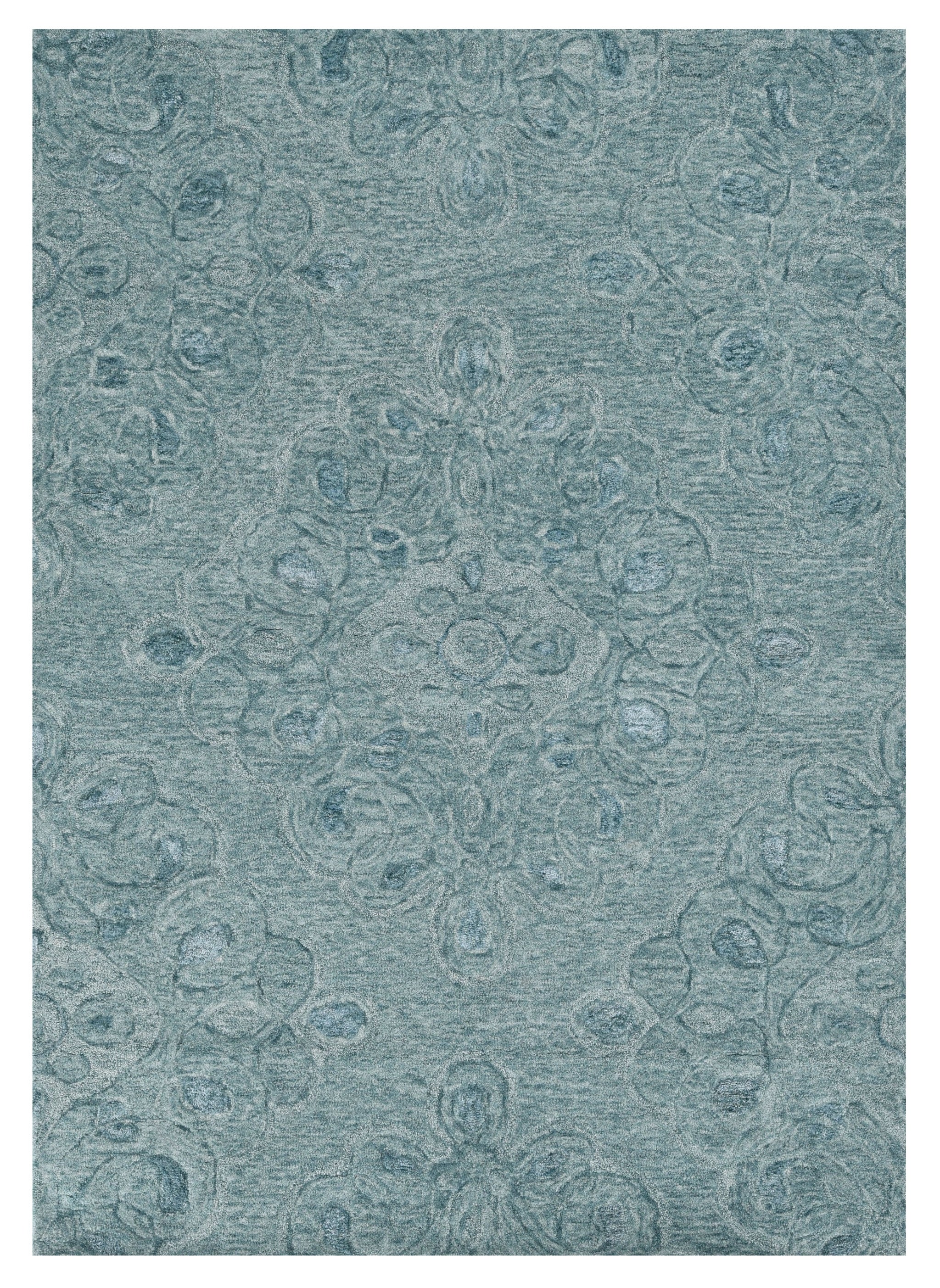 3' X 5' Blue And White Abstract Hand Tufted Area Rug-Area Rugs-DECOROLALA