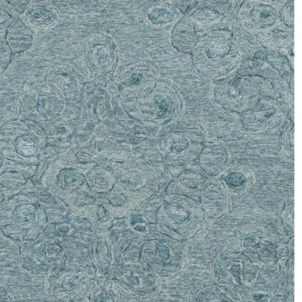 3' X 5' Blue And White Abstract Hand Tufted Area Rug-Area Rugs-DECOROLALA