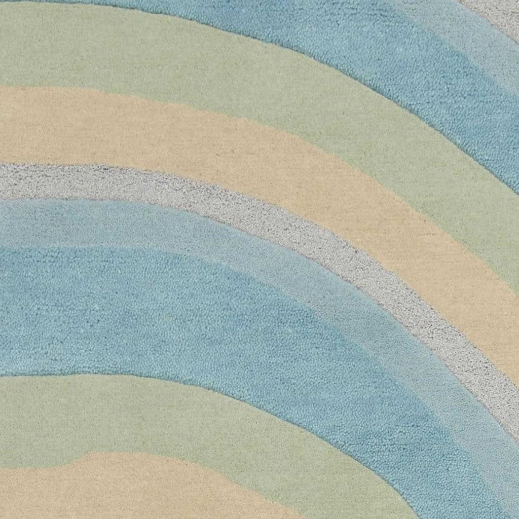 3' X 5' Blue Beige And Green Wool Abstract Hand Tufted Area Rug-Area Rugs-DECOROLALA