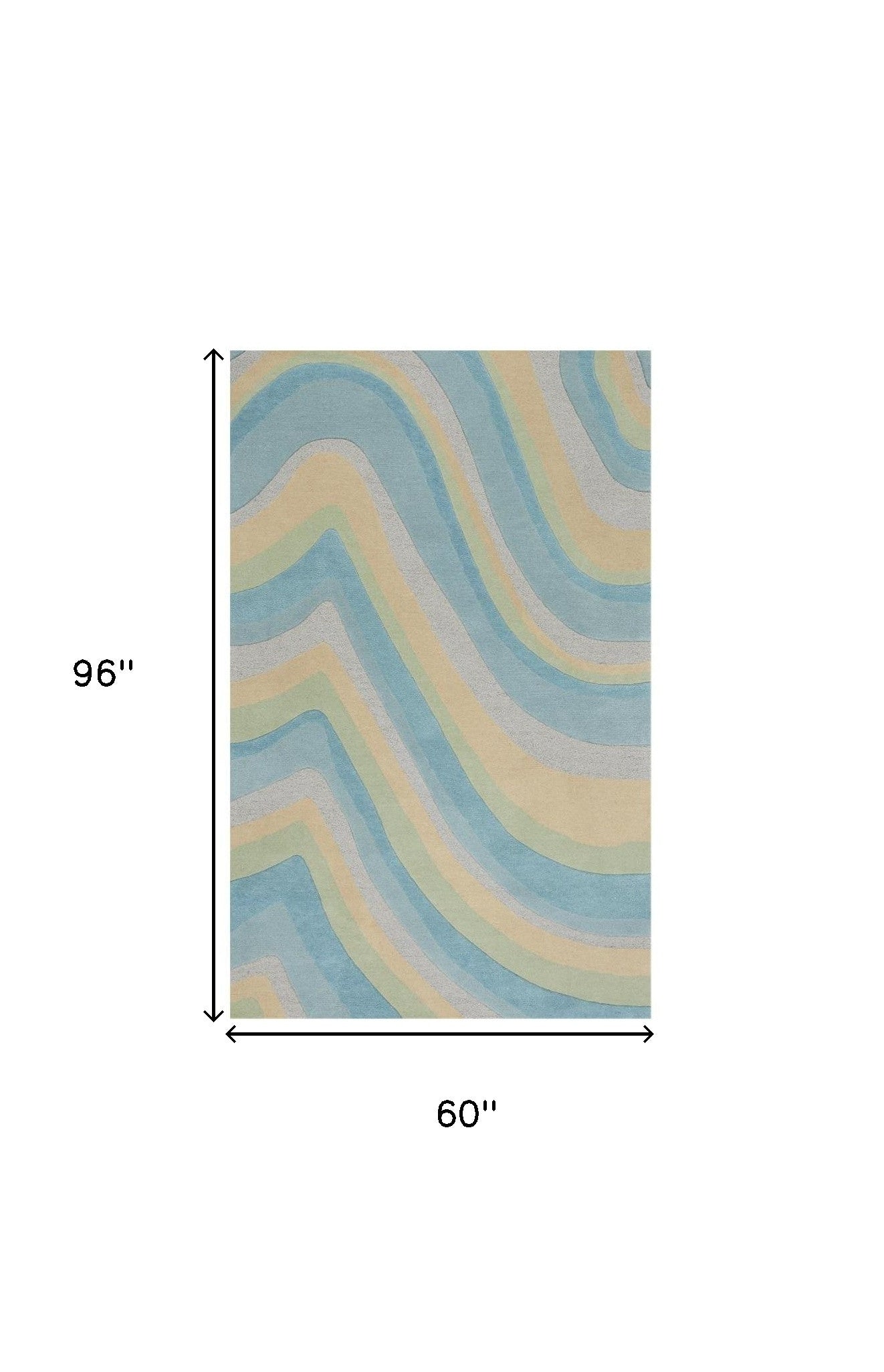 3' X 5' Blue Beige And Green Wool Abstract Hand Tufted Area Rug-Area Rugs-DECOROLALA