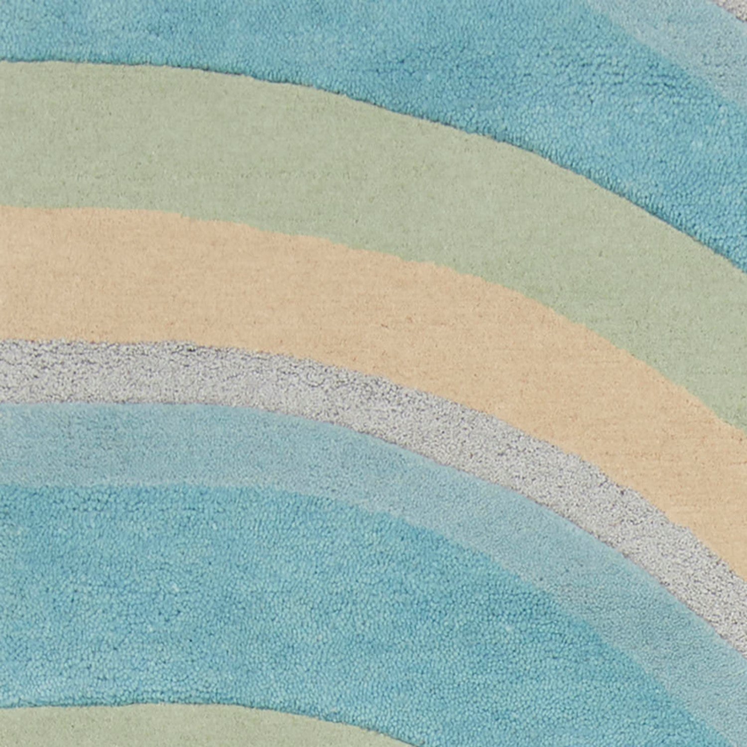 3' X 5' Blue Beige And Green Wool Abstract Hand Tufted Area Rug-Area Rugs-DECOROLALA