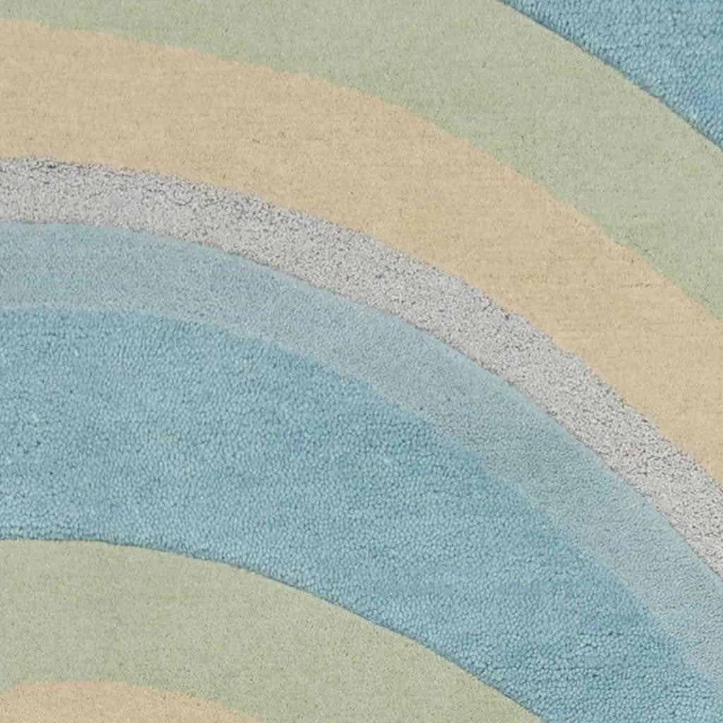 3' X 5' Blue Beige And Green Wool Abstract Hand Tufted Area Rug-Area Rugs-DECOROLALA