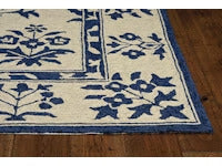 3' X 5' Blue Floral Indoor Outdoor Area Rug-Outdoor Rugs-DECOROLALA