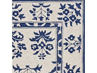 3' X 5' Blue Floral Indoor Outdoor Area Rug-Outdoor Rugs-DECOROLALA