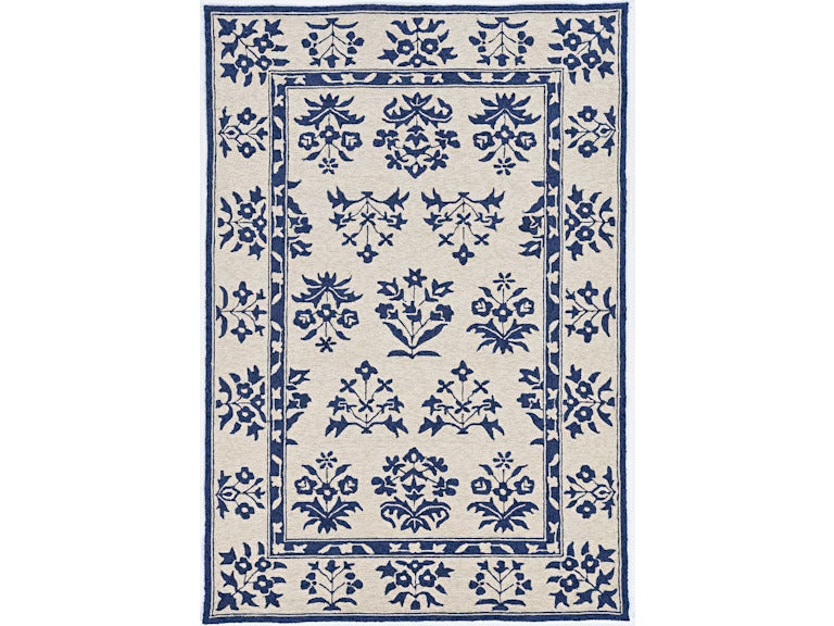 3' X 5' Blue Floral Indoor Outdoor Area Rug-Outdoor Rugs-DECOROLALA