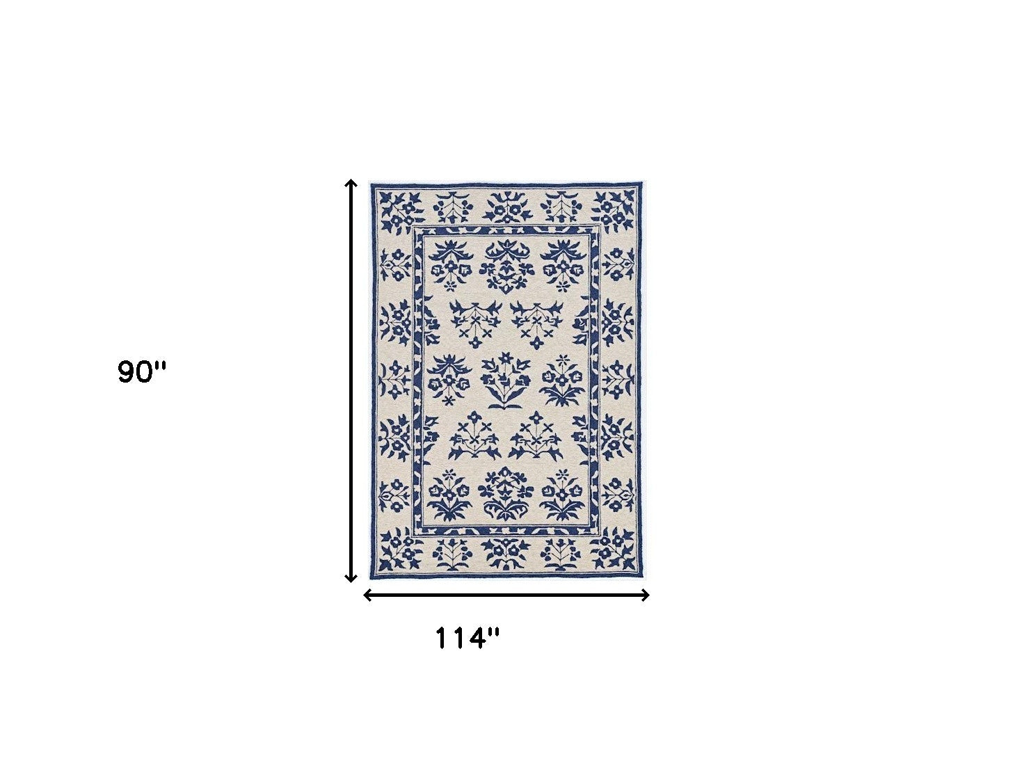 3' X 5' Blue Floral Indoor Outdoor Area Rug-Outdoor Rugs-DECOROLALA