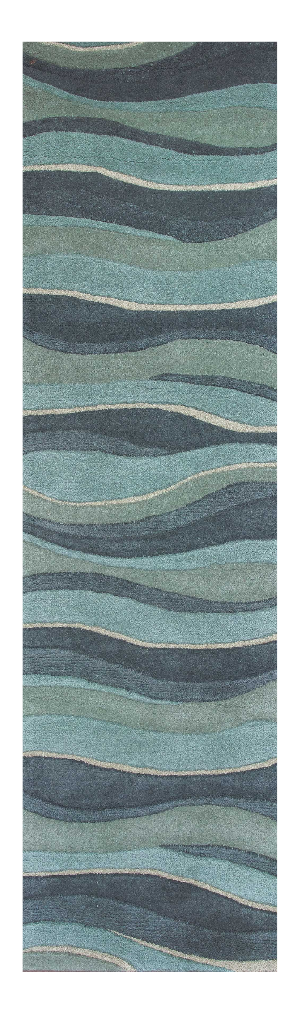 3' X 5' Blue Gray And Ivory Wool Abstract Hand Tufted Area Rug-Area Rugs-DECOROLALA