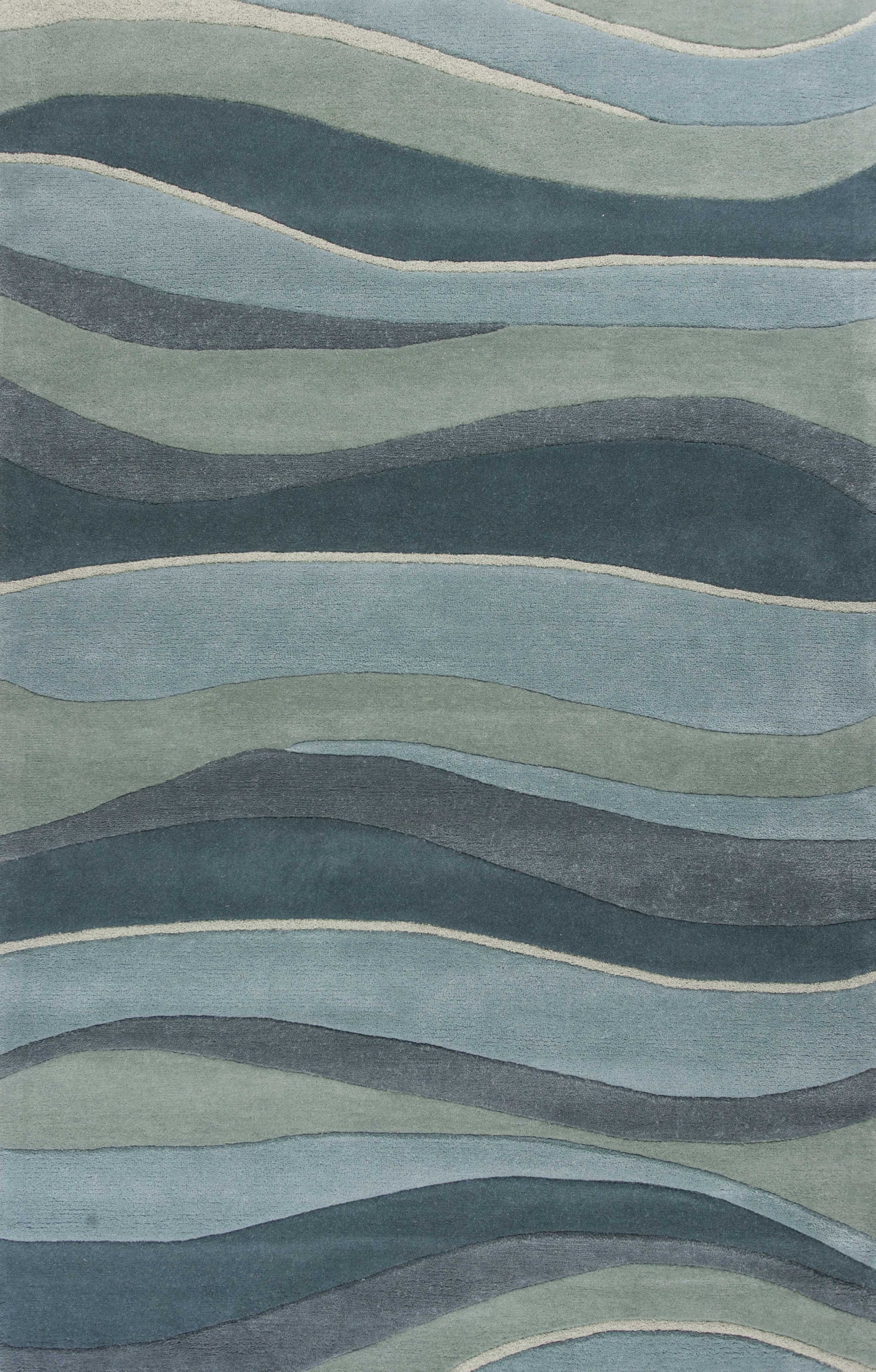 3' X 5' Blue Gray And Ivory Wool Abstract Hand Tufted Area Rug-Area Rugs-DECOROLALA