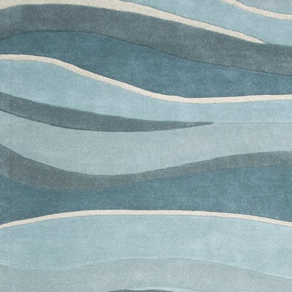 3' X 5' Blue Gray And Ivory Wool Abstract Hand Tufted Area Rug-Area Rugs-DECOROLALA