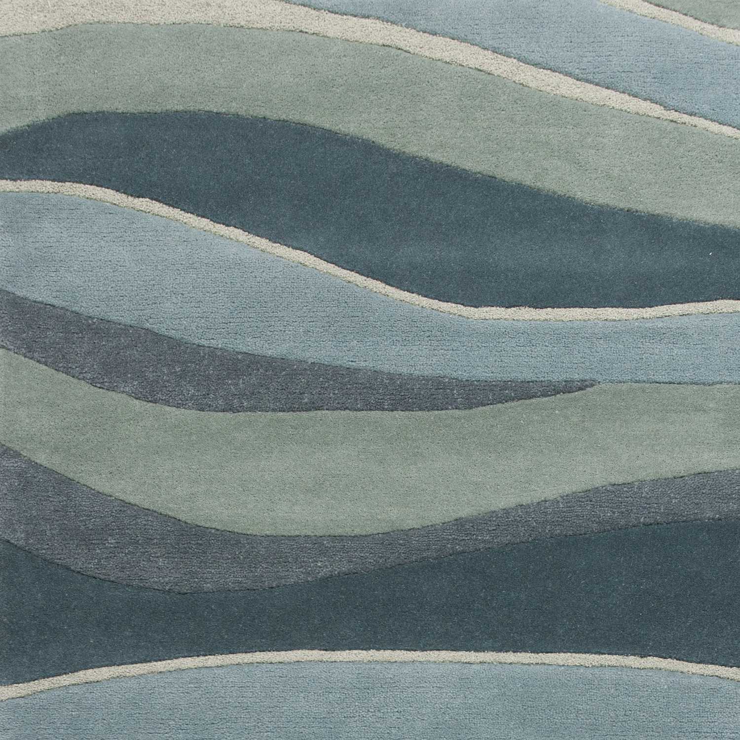 3' X 5' Blue Gray And Ivory Wool Abstract Hand Tufted Area Rug-Area Rugs-DECOROLALA