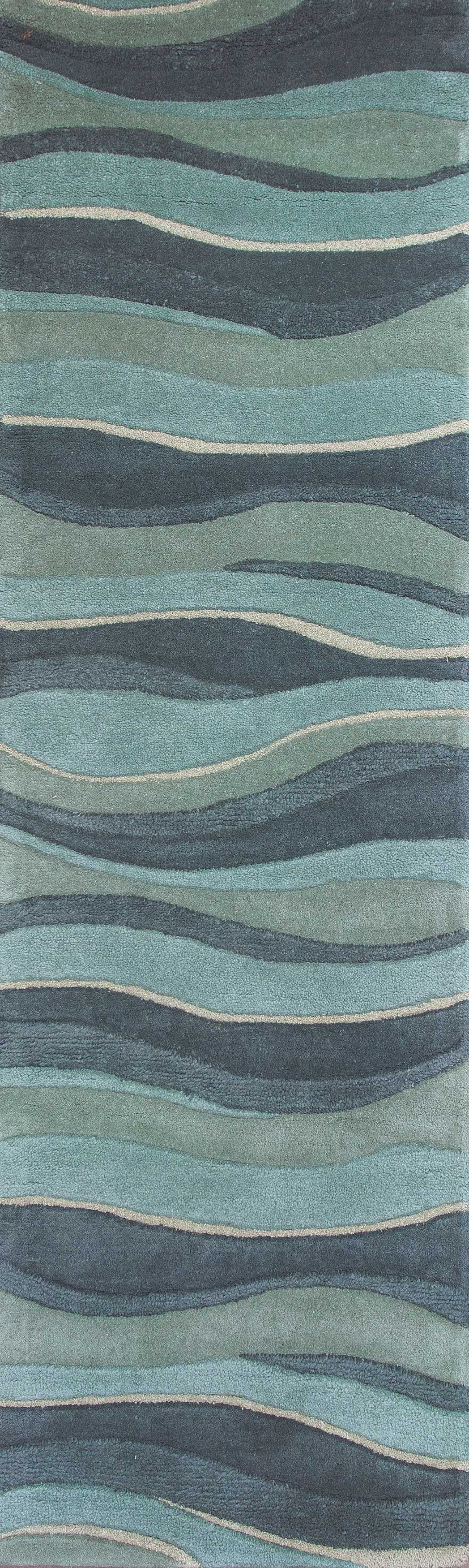 3' X 5' Blue Gray And Ivory Wool Abstract Hand Tufted Area Rug-Area Rugs-DECOROLALA