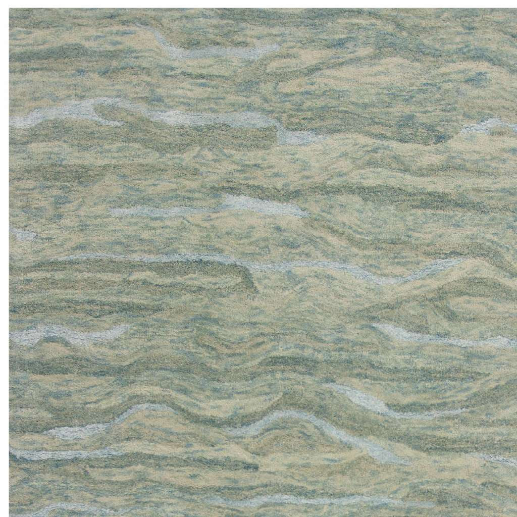 3' X 5' Blue Green And Beige Abstract Hand Tufted Area Rug-Area Rugs-DECOROLALA