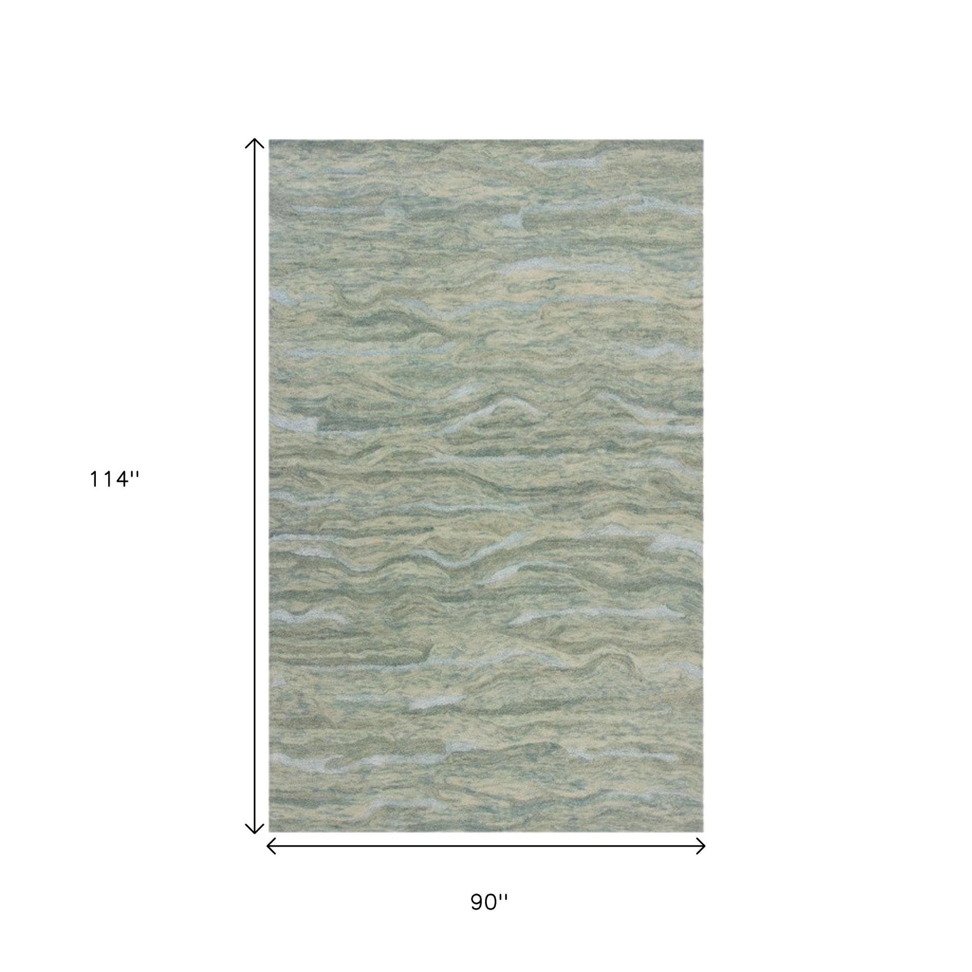 3' X 5' Blue Green And Beige Abstract Hand Tufted Area Rug-Area Rugs-DECOROLALA