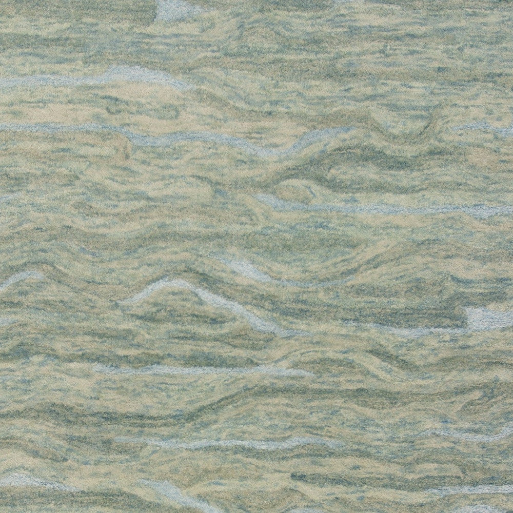 3' X 5' Blue Green And Beige Abstract Hand Tufted Area Rug-Area Rugs-DECOROLALA