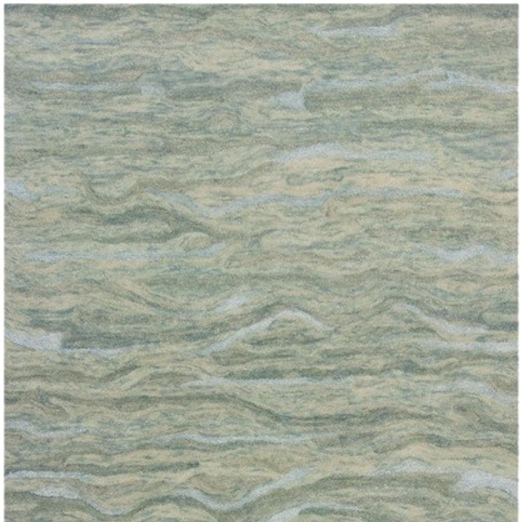 3' X 5' Blue Green And Beige Abstract Hand Tufted Area Rug-Area Rugs-DECOROLALA