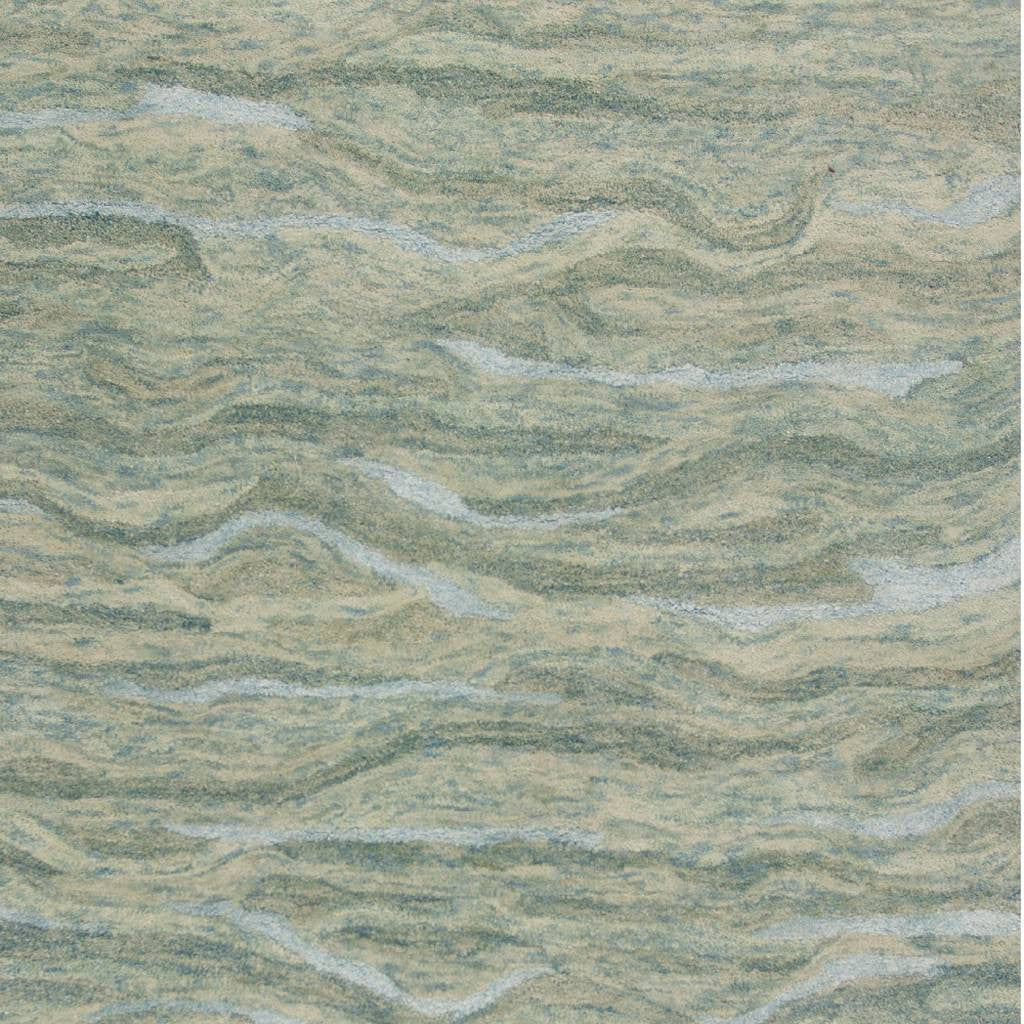 3' X 5' Blue Green And Beige Abstract Hand Tufted Area Rug-Area Rugs-DECOROLALA