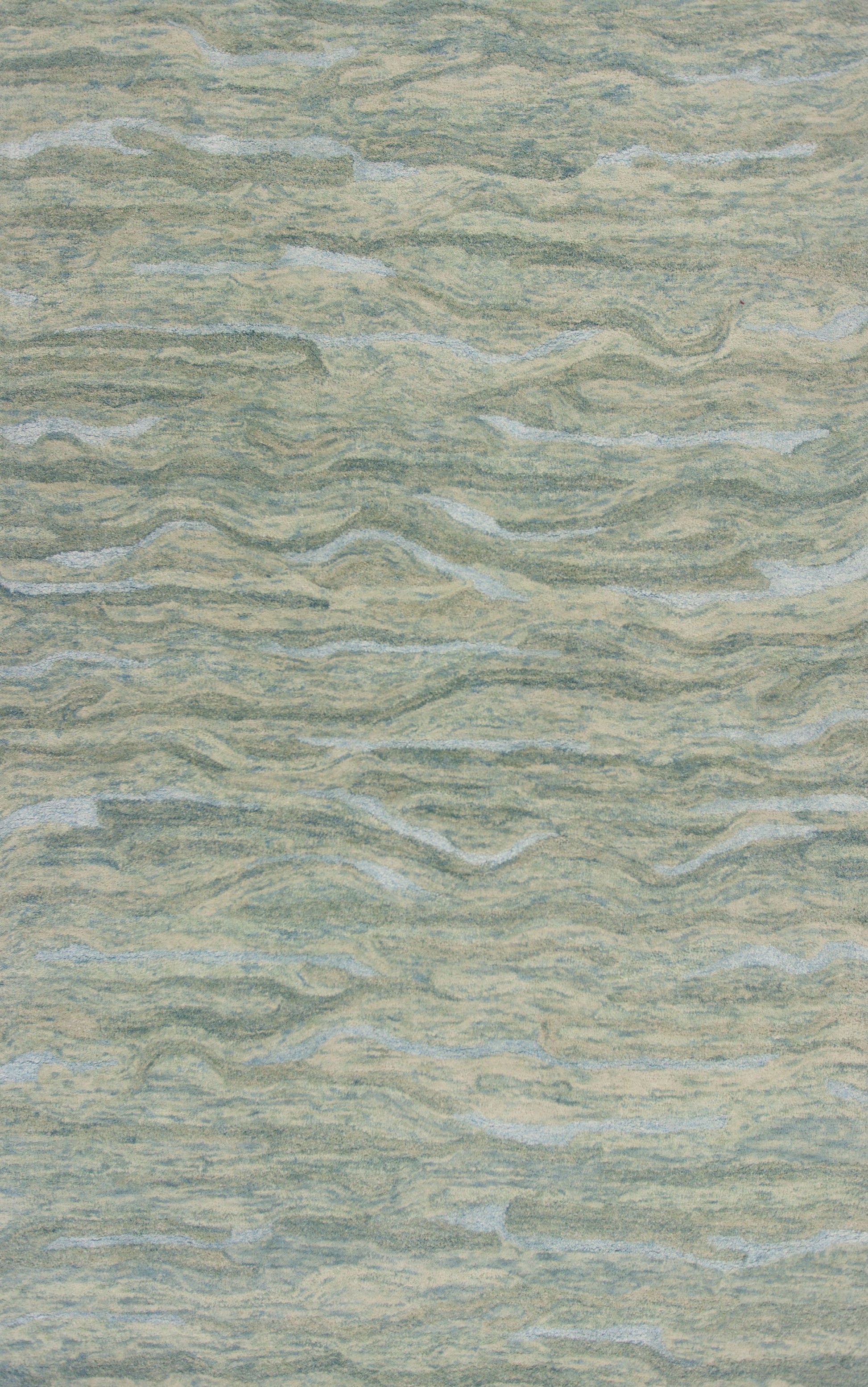 3' X 5' Blue Green And Beige Abstract Hand Tufted Area Rug-Area Rugs-DECOROLALA