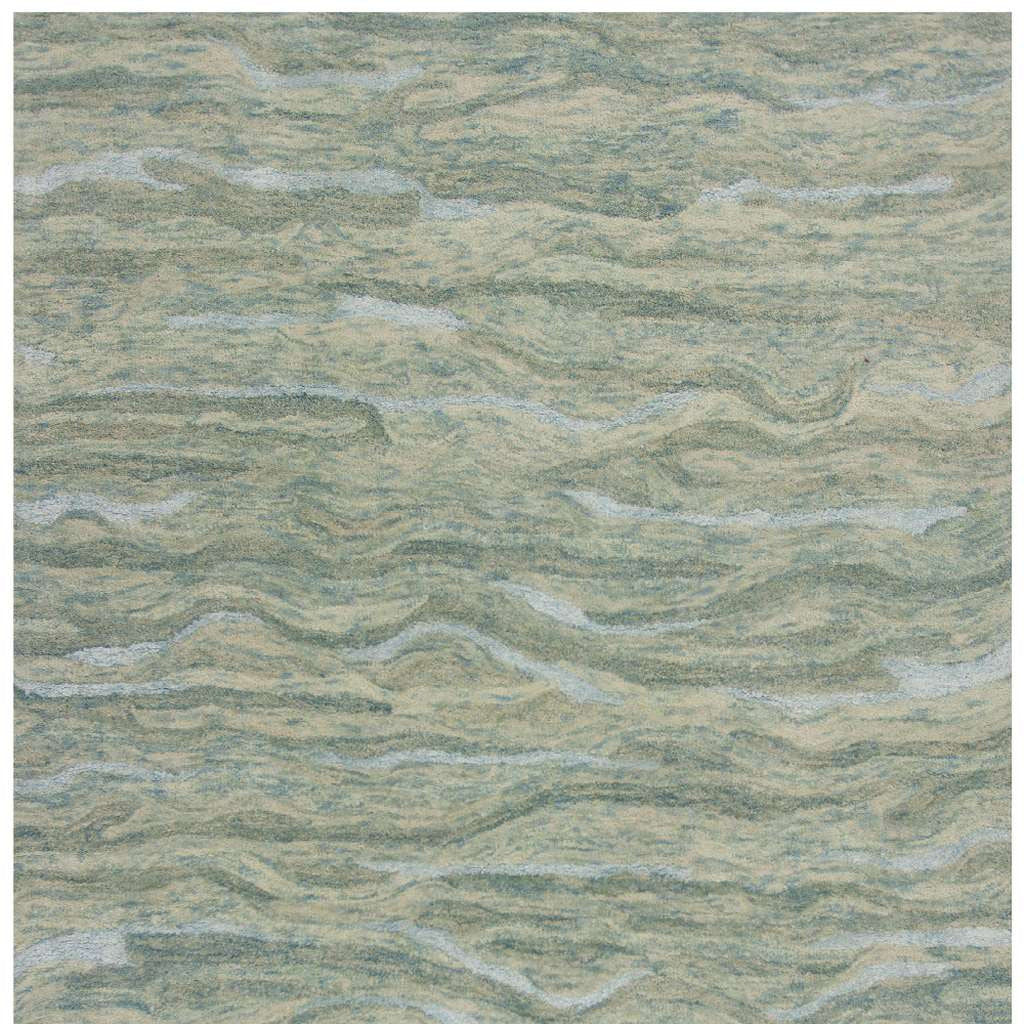 3' X 5' Blue Green And Beige Abstract Hand Tufted Area Rug-Area Rugs-DECOROLALA