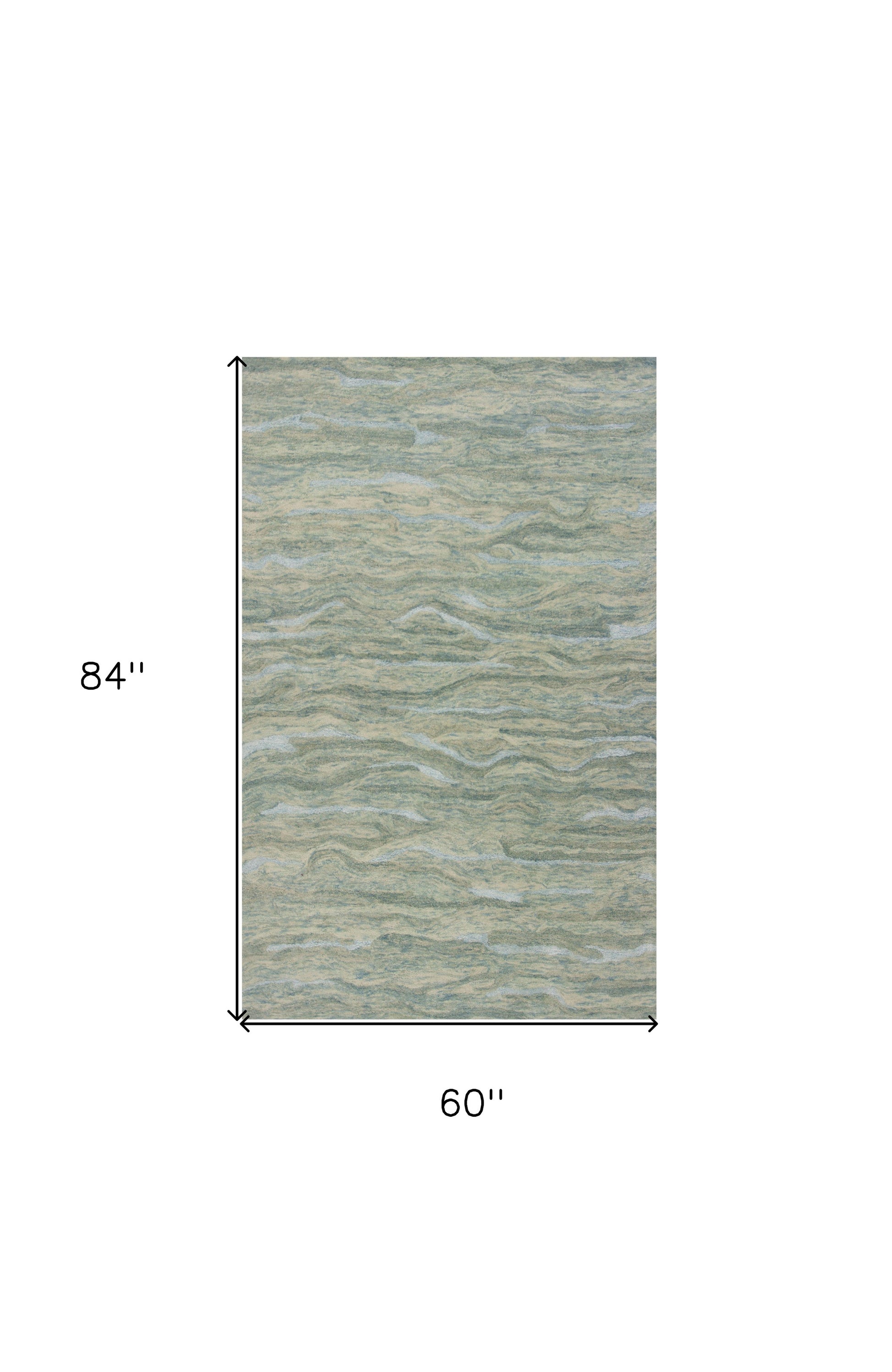 3' X 5' Blue Green And Beige Abstract Hand Tufted Area Rug-Area Rugs-DECOROLALA