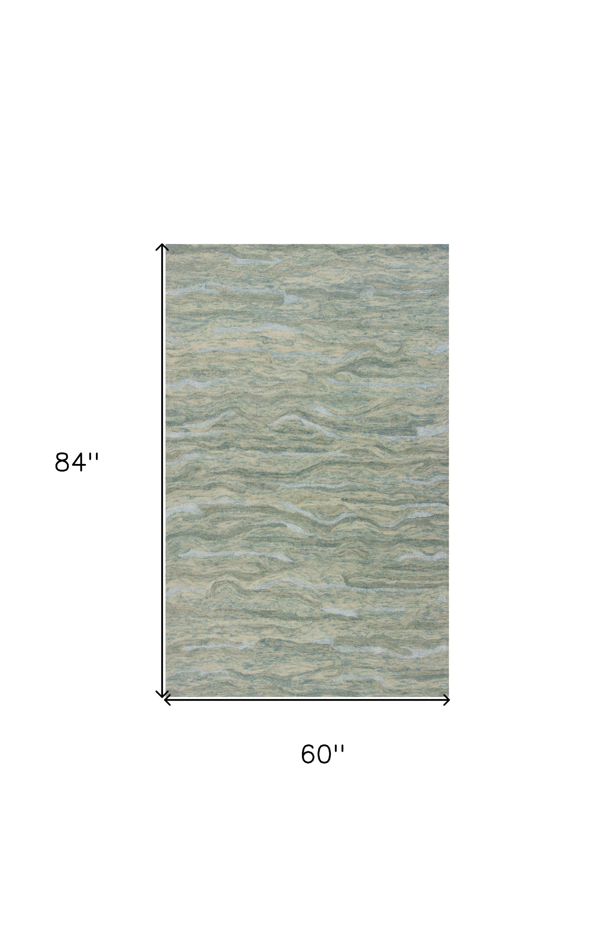 3' X 5' Blue Green And Beige Abstract Hand Tufted Area Rug-Area Rugs-DECOROLALA