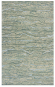 3' X 5' Blue Green And Beige Abstract Hand Tufted Area Rug-Area Rugs-DECOROLALA