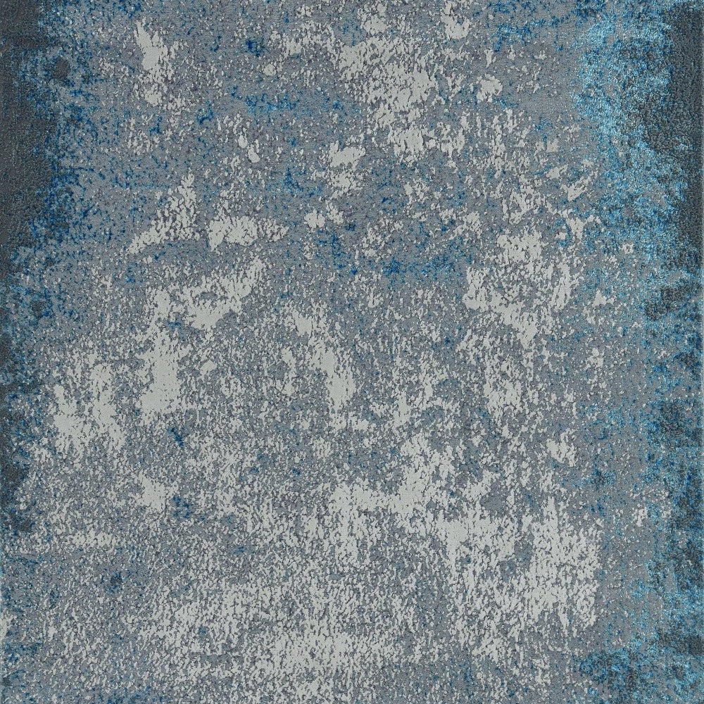 3' X 5' Blue and Silver Abstract Area Rug-Area Rugs-DECOROLALA