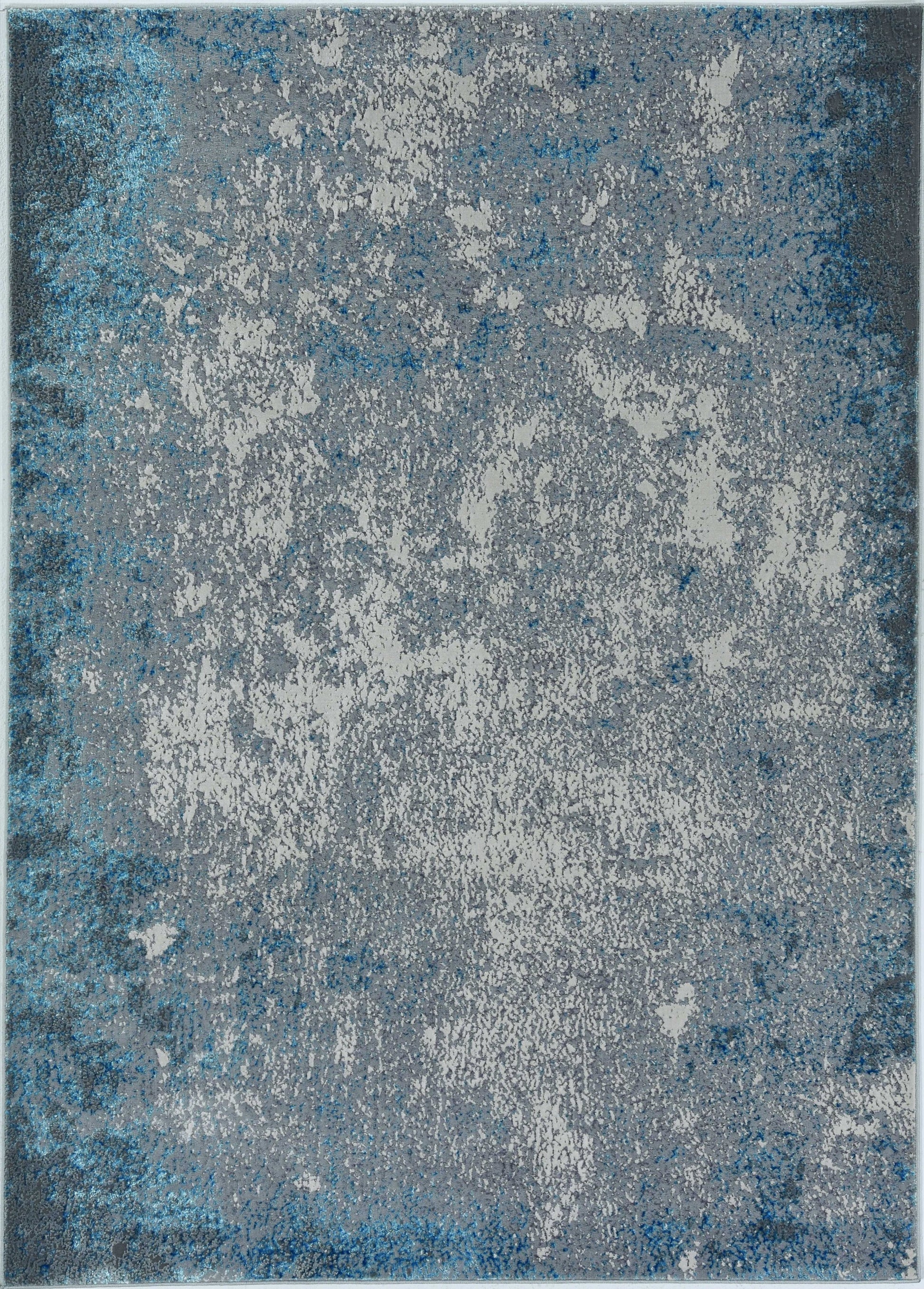 3' X 5' Blue and Silver Abstract Area Rug-Area Rugs-DECOROLALA