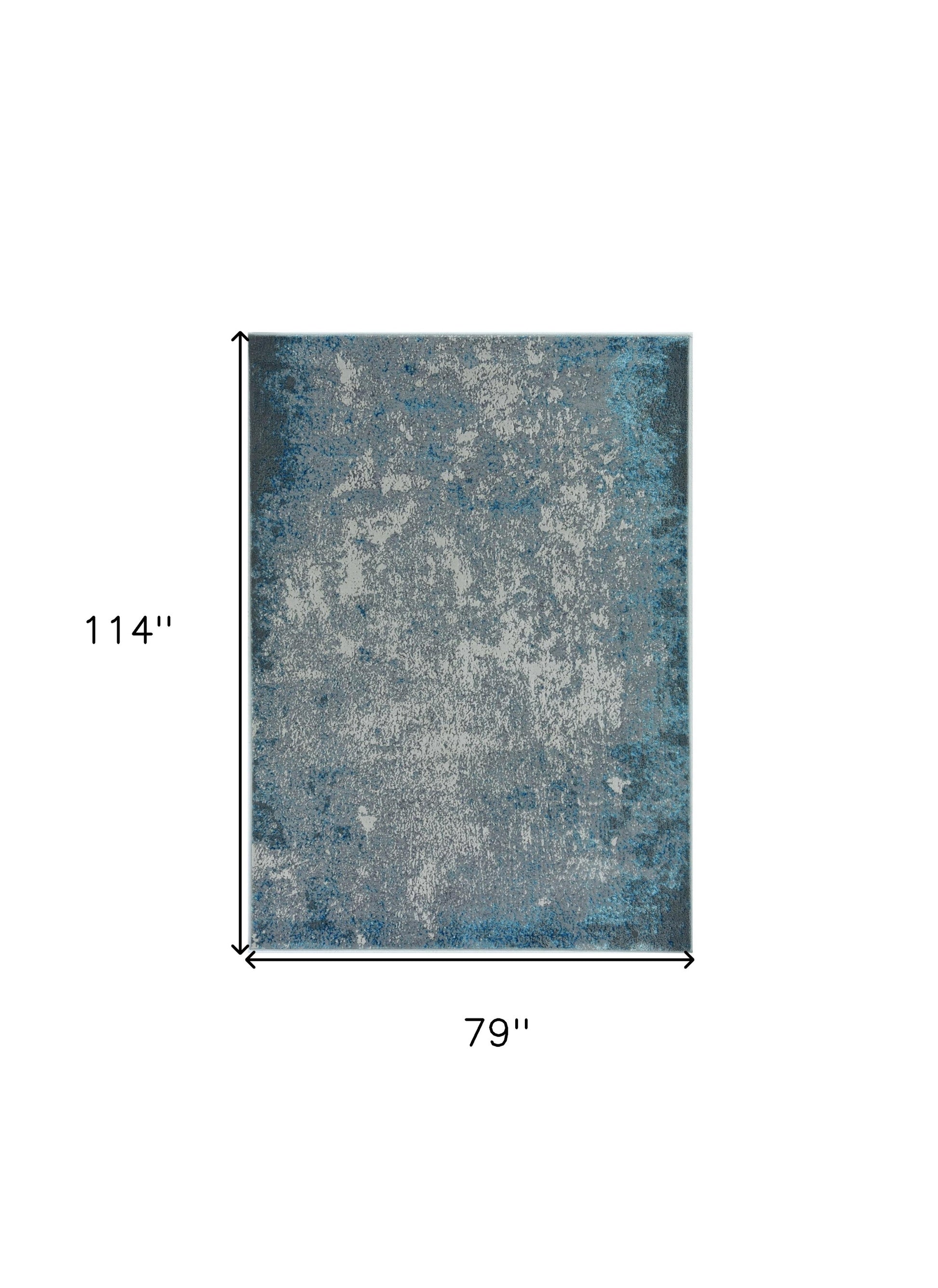 3' X 5' Blue and Silver Abstract Area Rug-Area Rugs-DECOROLALA