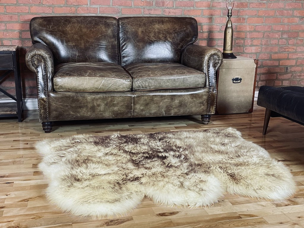 3' X 5' Brown Ombre Natural Sheepskin Area Rug-Area Rugs-DECOROLALA