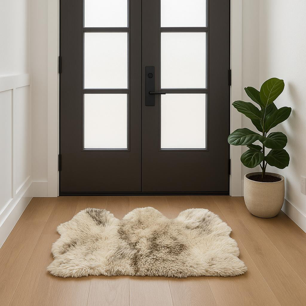 3' X 5' Brown Ombre Natural Sheepskin Area Rug-Area Rugs-DECOROLALA
