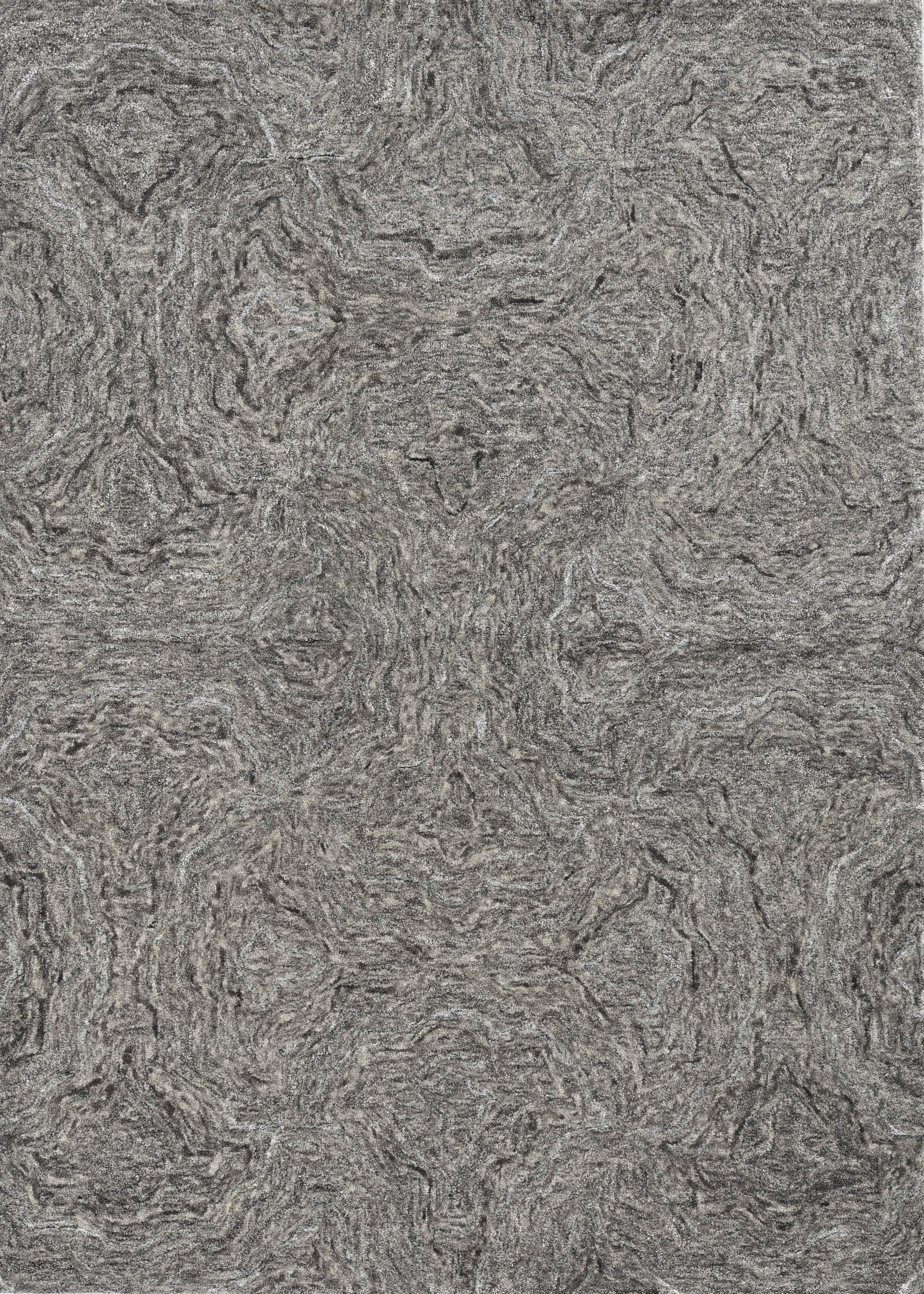 3' X 5' Gray And Dark Gray Abstract Hand Tufted Area Rug-Area Rugs-DECOROLALA