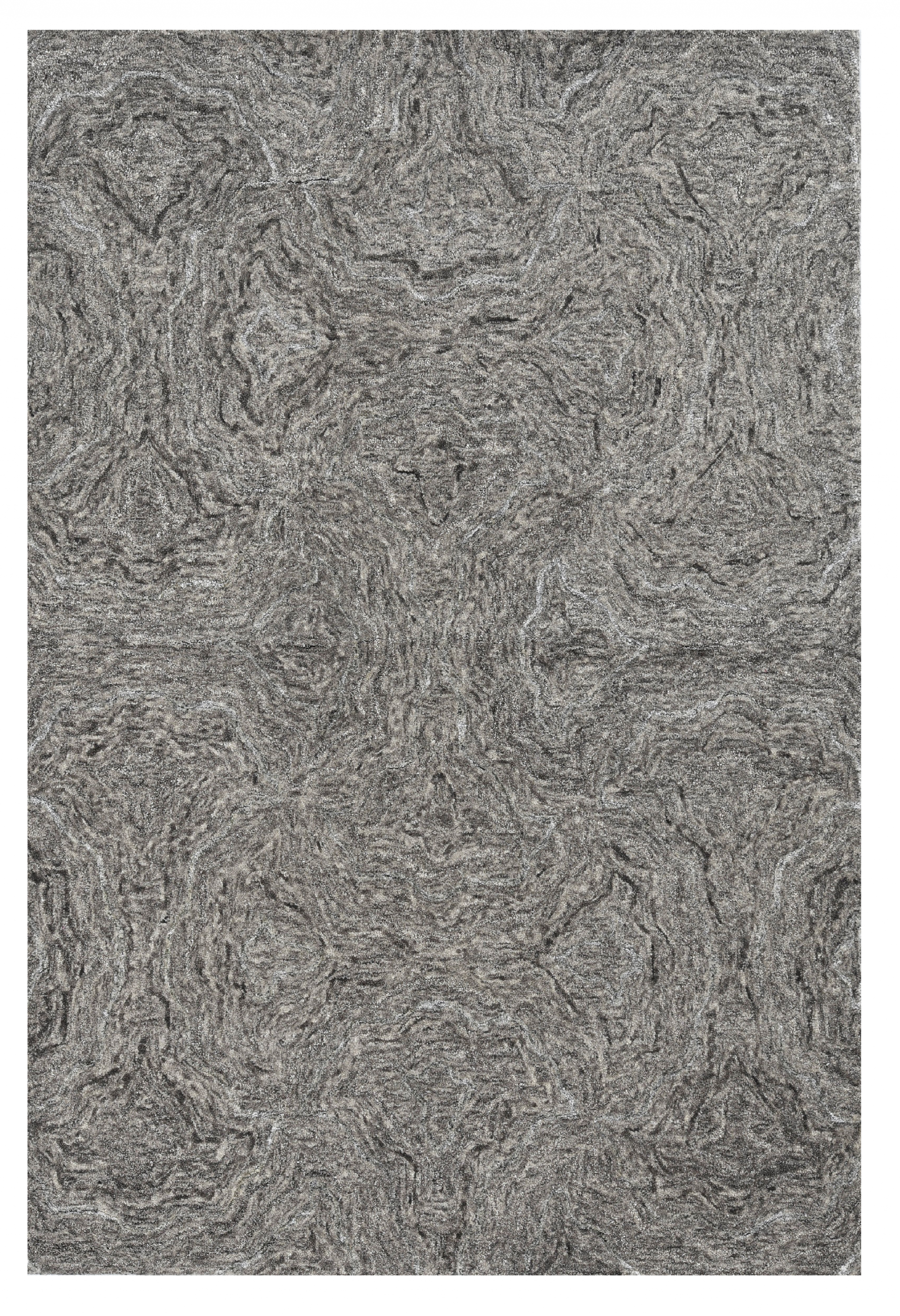 3' X 5' Gray And Dark Gray Abstract Hand Tufted Area Rug-Area Rugs-DECOROLALA