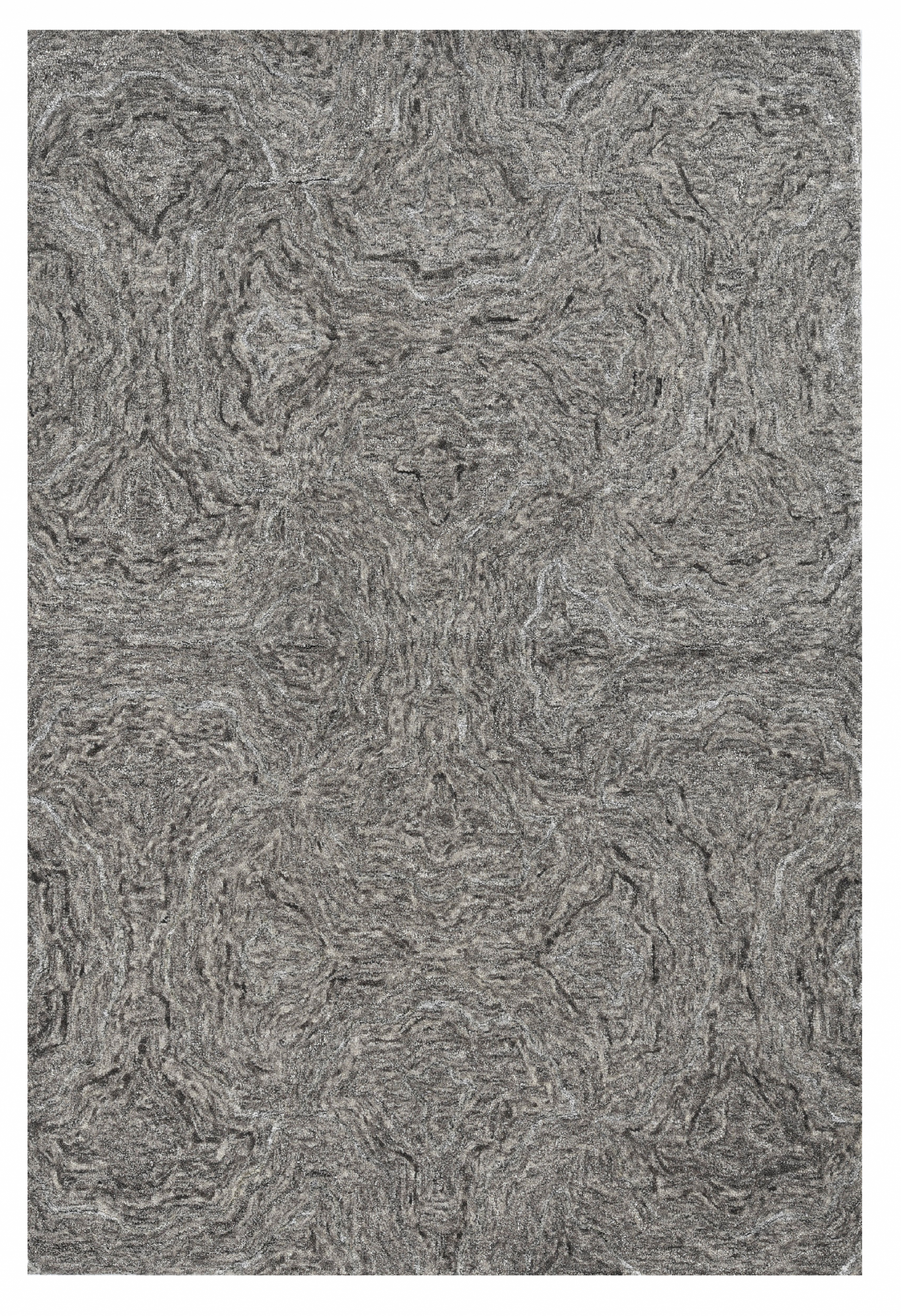 3' X 5' Gray And Dark Gray Abstract Hand Tufted Area Rug-Area Rugs-DECOROLALA