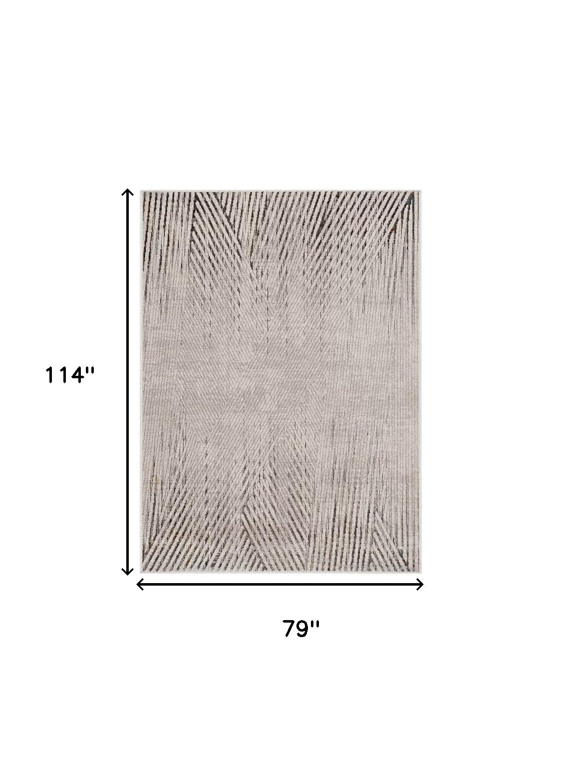 3' X 5' Gray And Ivory Geometric Area Rug-Area Rugs-DECOROLALA