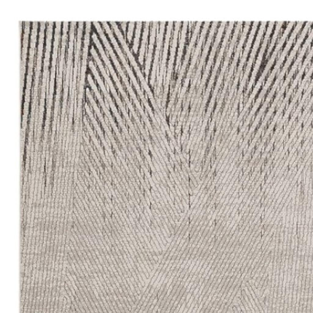 3' X 5' Gray And Ivory Geometric Area Rug-Area Rugs-DECOROLALA