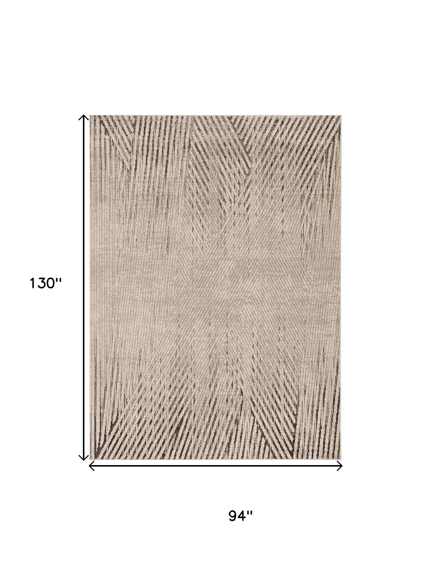 3' X 5' Gray And Ivory Geometric Area Rug-Area Rugs-DECOROLALA