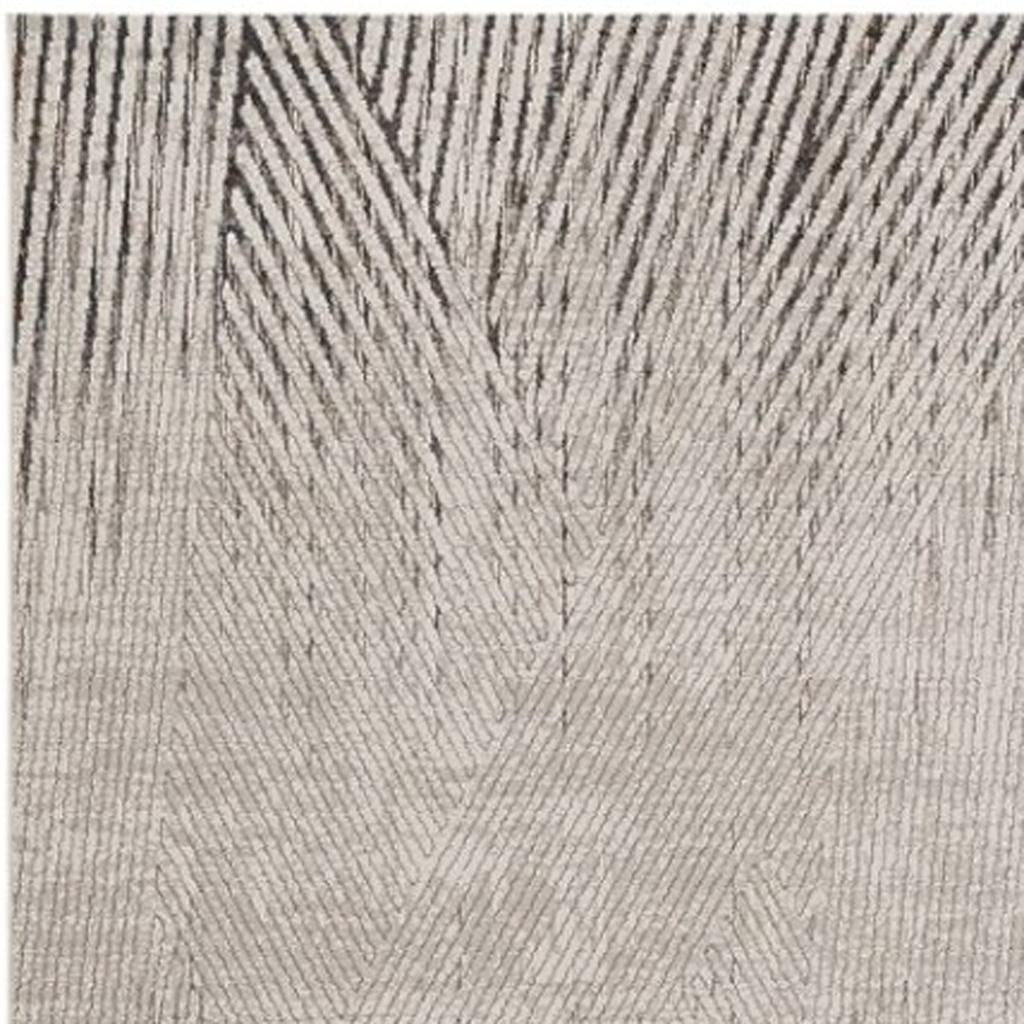 3' X 5' Gray And Ivory Geometric Area Rug-Area Rugs-DECOROLALA