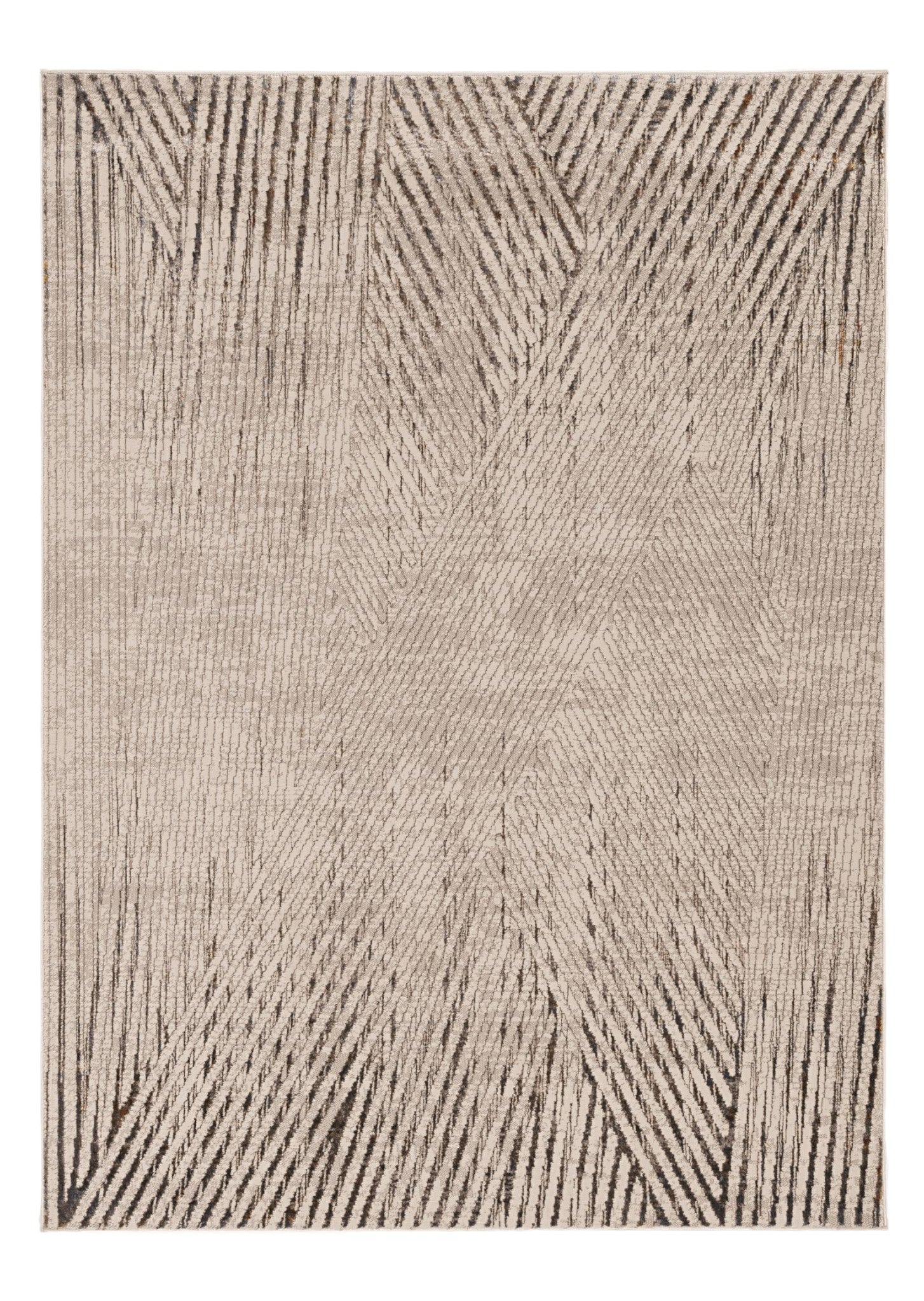 3' X 5' Gray And Ivory Geometric Area Rug-Area Rugs-DECOROLALA