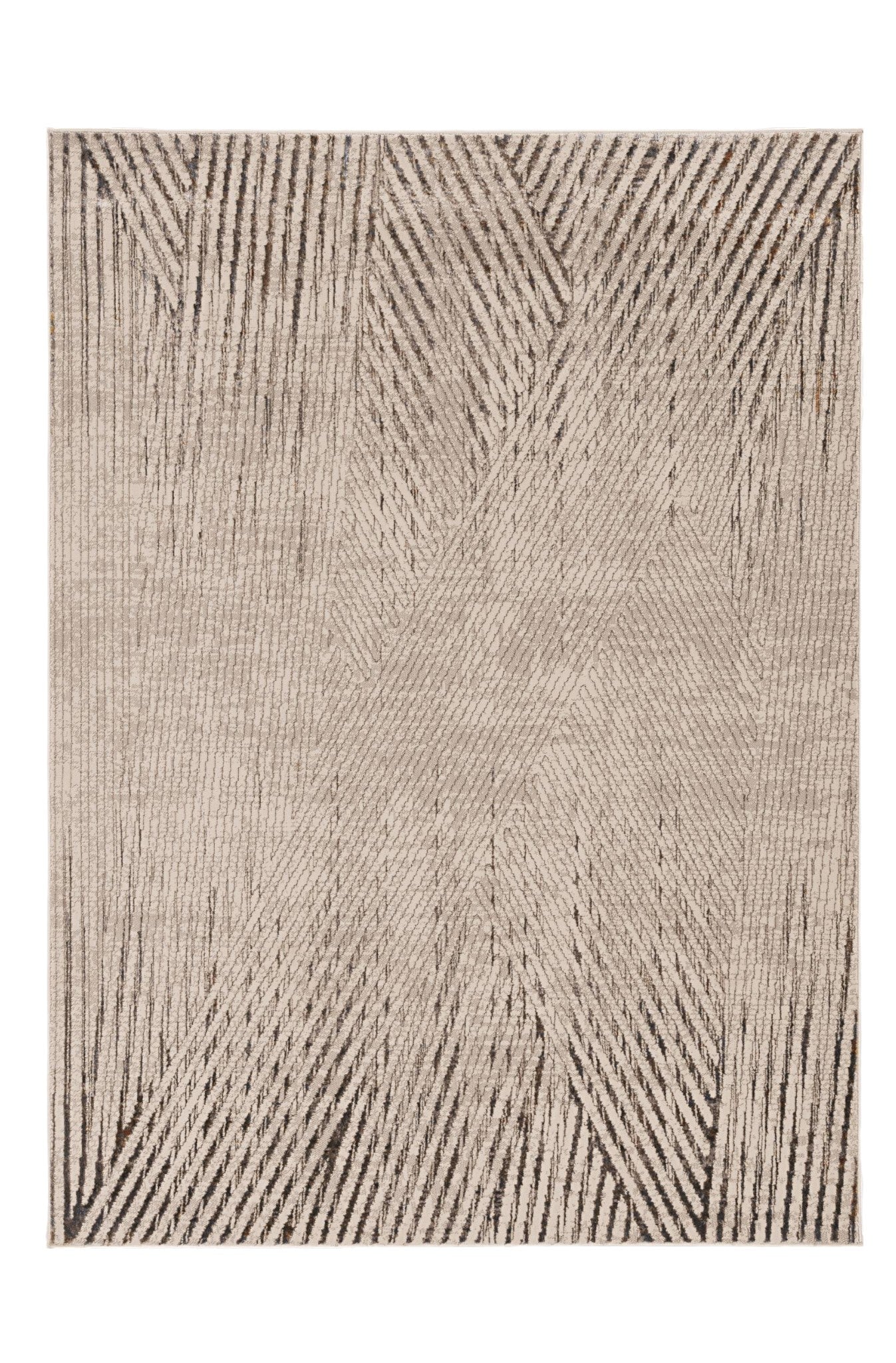 3' X 5' Gray And Ivory Geometric Area Rug-Area Rugs-DECOROLALA
