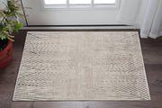 3' X 5' Gray And Ivory Geometric Area Rug-Area Rugs-DECOROLALA