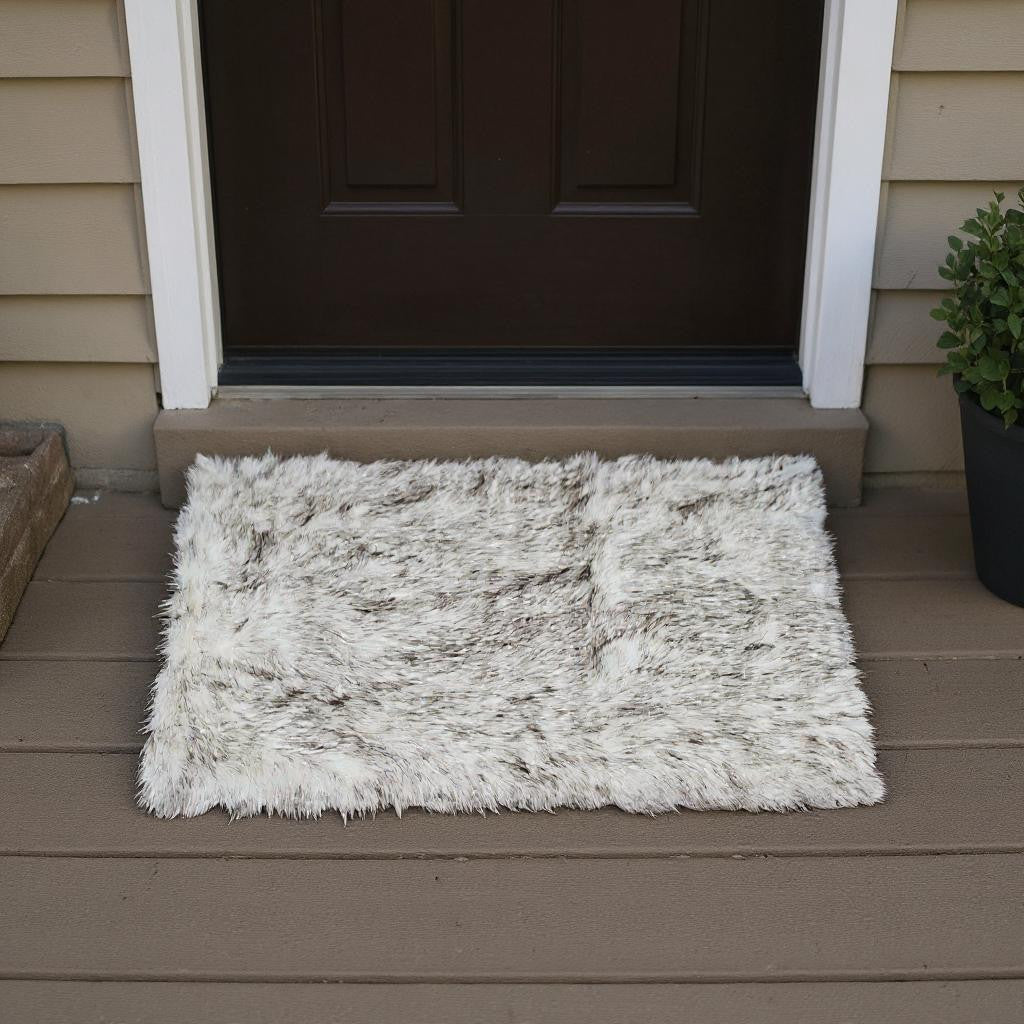 3' X 5' Gray Faux Fur Area Rug-Area Rugs-DECOROLALA