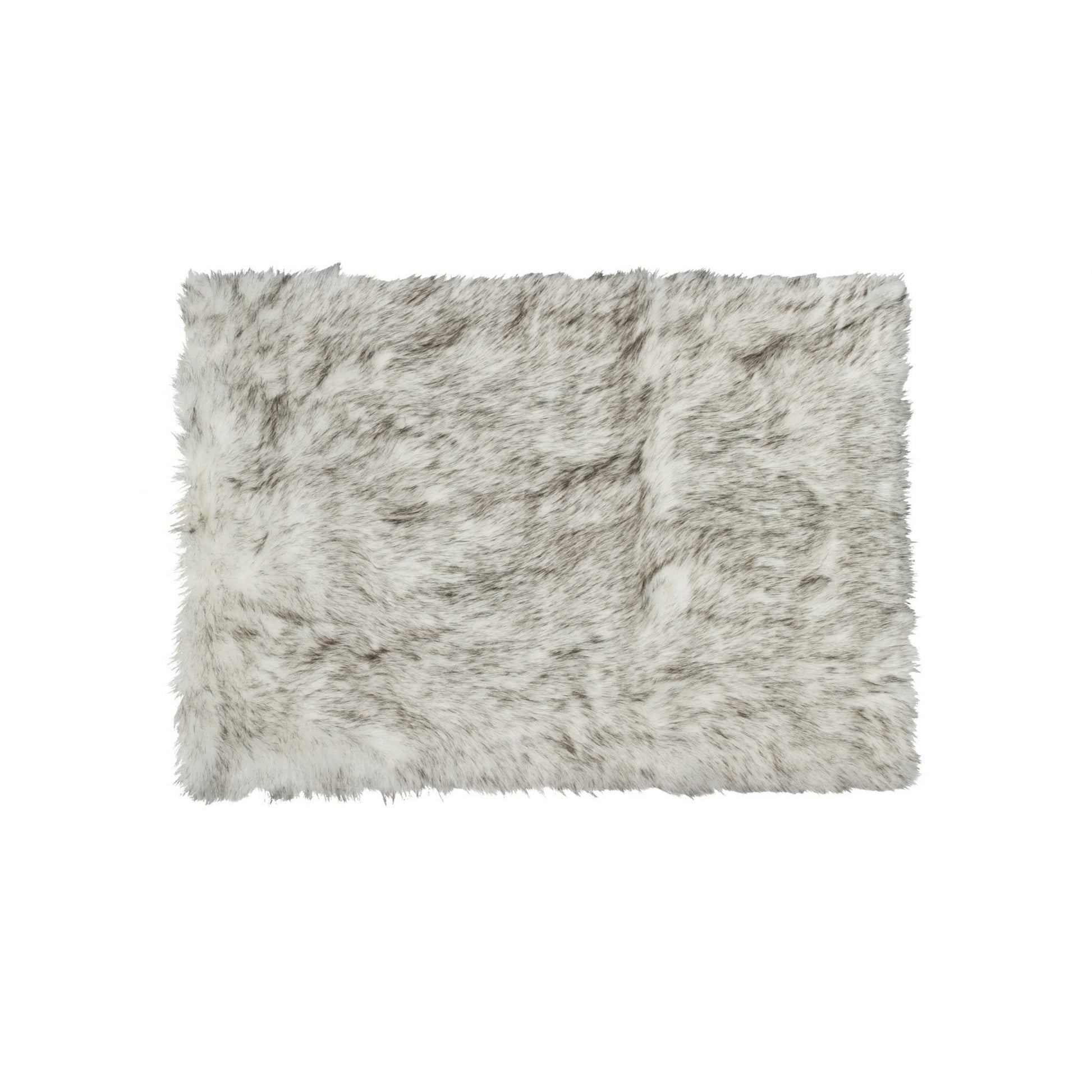3' X 5' Gray Faux Fur Area Rug-Area Rugs-DECOROLALA