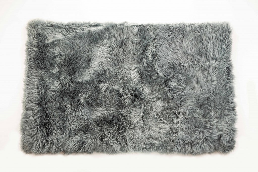 3' X 5' Gray Natural Rectangular Sheepskin Area Rug-Area Rugs-DECOROLALA