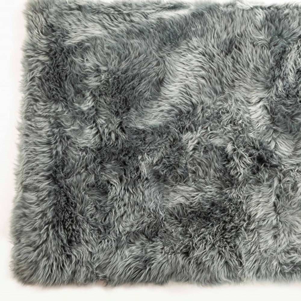 3' X 5' Gray Natural Rectangular Sheepskin Area Rug-Area Rugs-DECOROLALA