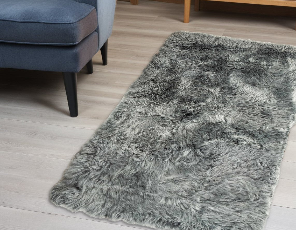3' X 5' Gray Natural Rectangular Sheepskin Area Rug-Area Rugs-DECOROLALA
